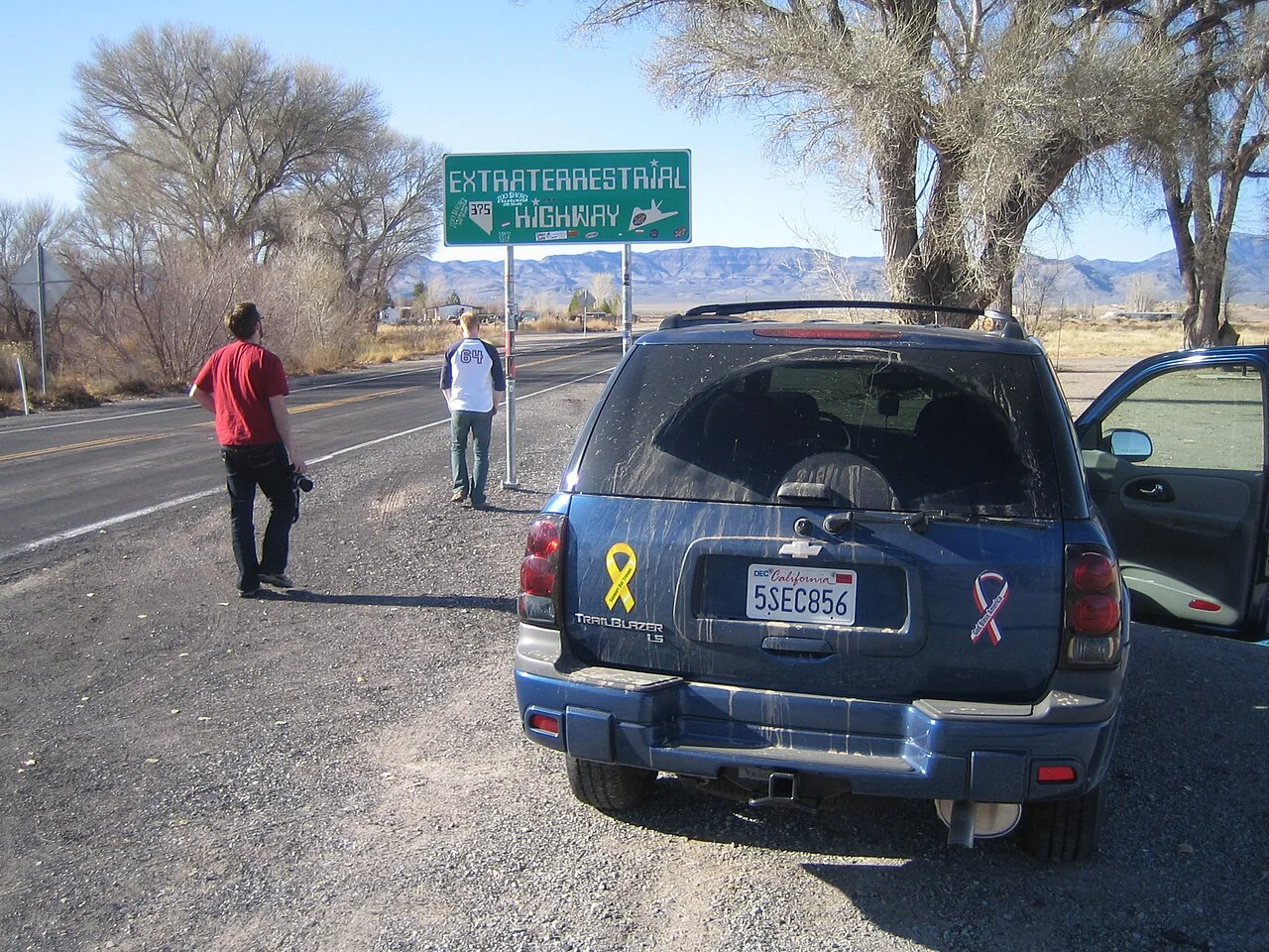 Extraterrestrial Highway road sign in the Nevada desert