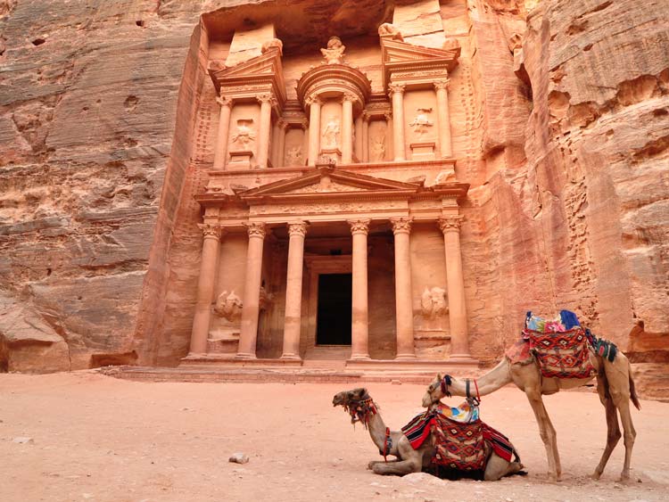 Treasury and Camels at Petra, Jordan