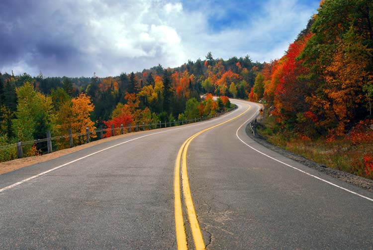 Fall Highway in Northern Ontario, Canada