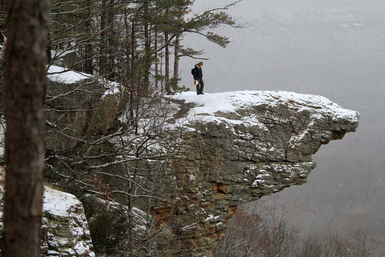 Hawksbill Crag covered in Snow