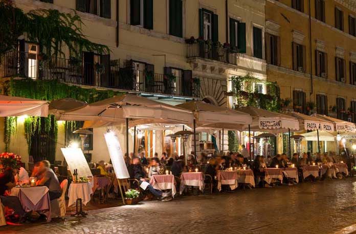 Piazza Navona and its restaurants in Rome Italy